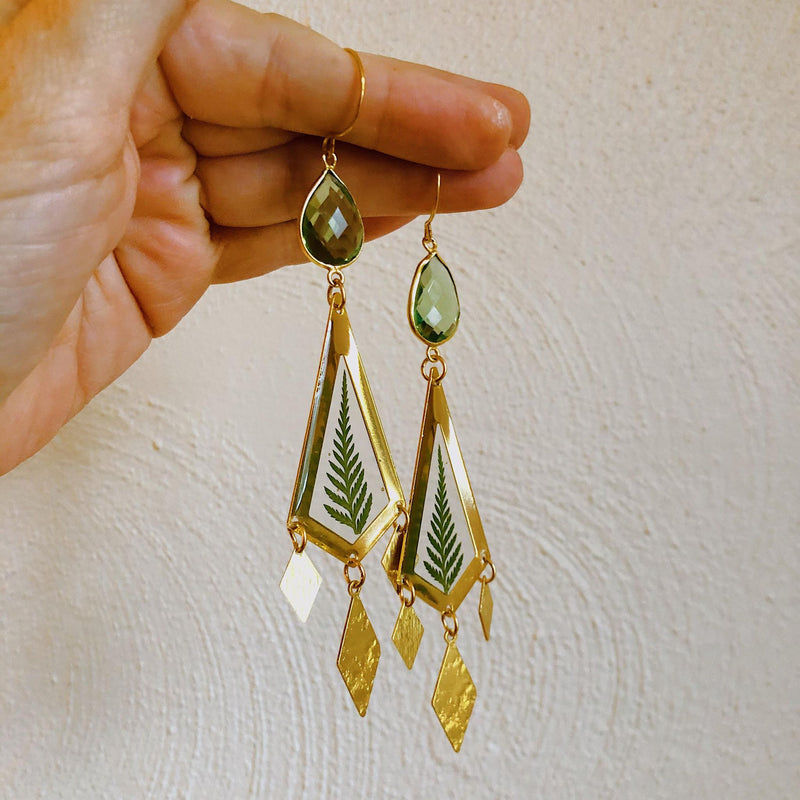 Fern Arrowheads with crystals and dangles