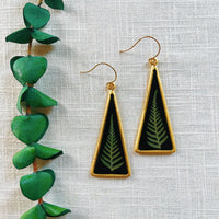 Ferns in Gold Triangles with Black Background