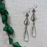 Ferns in Sterling Silver Teardrop with Elongated Glass Quartz