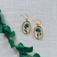 Forget-Me-Nots Gold Oval Cameos