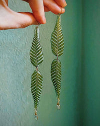 Frameless Double Fern Fronds with Moonstone