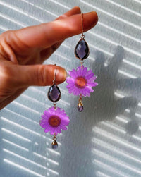 Frameless Purple Daisy with Double Amethyst