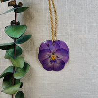 Frameless Medium Purple Pansy Necklace