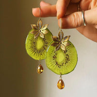 Kiwi Slice with Brass Leaf & Citrine Quartz