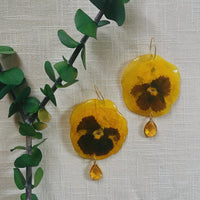 Large Frameless Yellow Pansies with Topaz