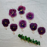 Larger Purple Pansies with Rose Quartz