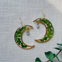 Maidenhair Fern Gold Crescent with Moonstone