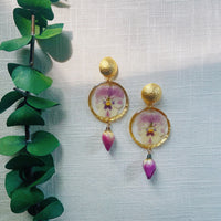 Pale Pink Pansies with Rose Buds and Hammered Dome Studs