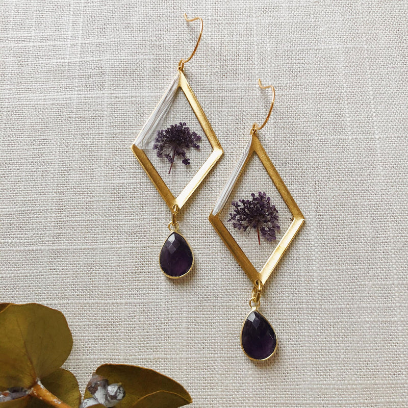 Purple Queen Anne's Lace Gold Diamond with Amethyst