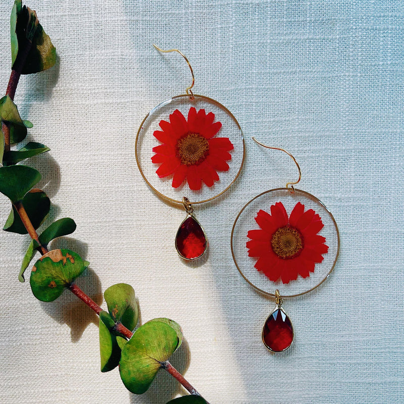 Red Daisy with Ruby Crystal