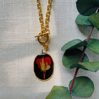 Rose Black Cameo Toggle Necklace