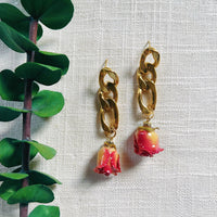 Yellow/Red Ombre Roses with Curb Chain Studs
