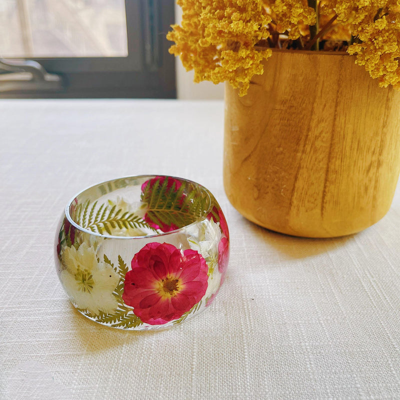 Wide Round sided Floral Garden Bangle