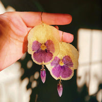 Yellow/Purple Pansies with Amethyst Quartz