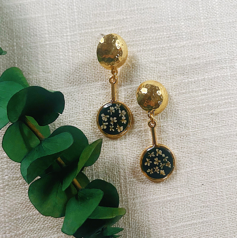 Queen Anne's Lace Hanging Moon Studs