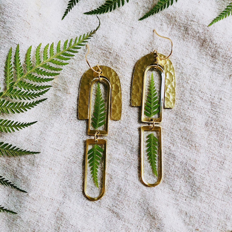 Fern Double Arch Earrings - Gold